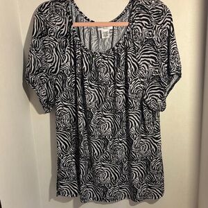 Rebecca Malone Black and White Zebra Print Top